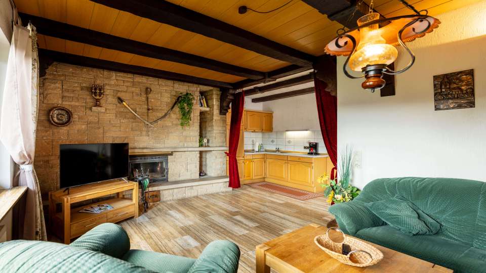 Wohnzimmer der Ferienwohnung Sickenberg.