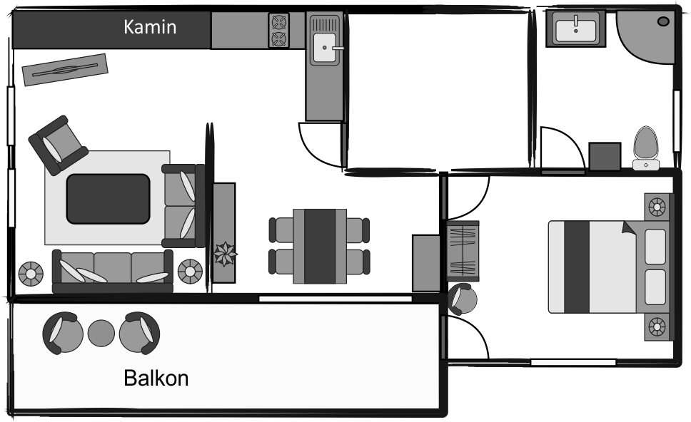 Grundriss der Ferienwohnung Sickenberg.